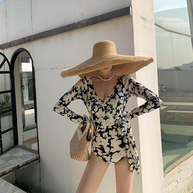 The new long sleeve conservative 2021 swimming printing ins holiday fairy fan