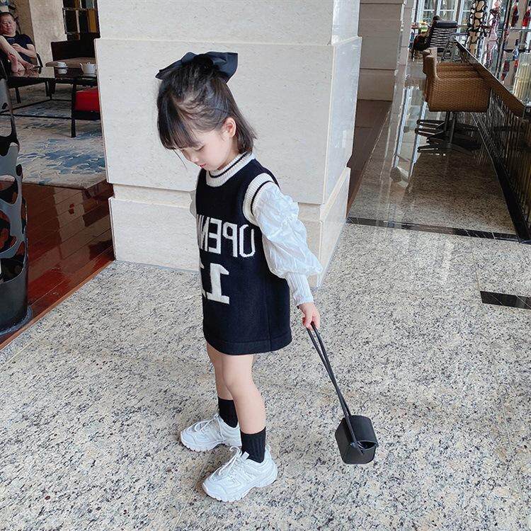 Girl 2021 Bubble Sleeves Children Dress New Foreign Pie Suit Women Baby Beat the undershirt Spring and autumn princess blouses Korean version fo