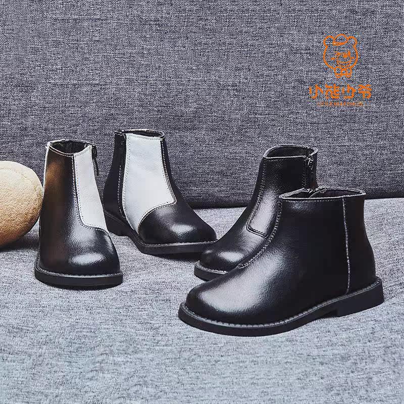 2021 new children's short boots baby leather boots bear autumn and winter boots soft bottom Martin girl princess master