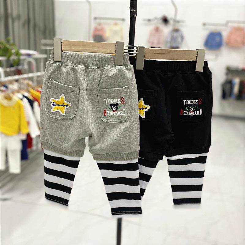 Baby pants pants pants fake two casual spring and autumn baby new bottoming men's and women's children's clothing children's large pp men's