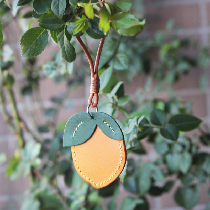 Lemon Genuine Leather Bag Pendant Accessories Handmade Custom Cute Car Pendant Key Buttoned Hanging Pendant Pendant