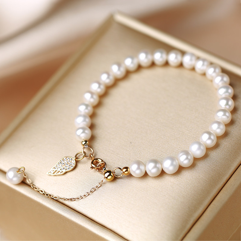 Suchen Original Angel Wings Natural Freshwater Pearl Hand Alins Small Crowddesign Women's Summer Valentine's Day Gifts