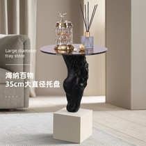 Living room sofa TV cabinet next to floor ornaments creative horse tea table decorations Nordic light luxury animal art