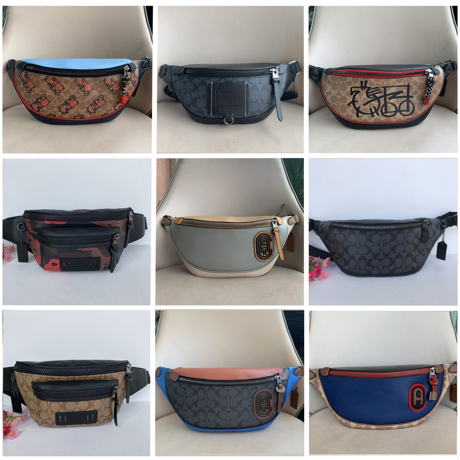 New Track3765 male bag 787777 zip bag 84711 chest bag 89034 real leather bag 76187