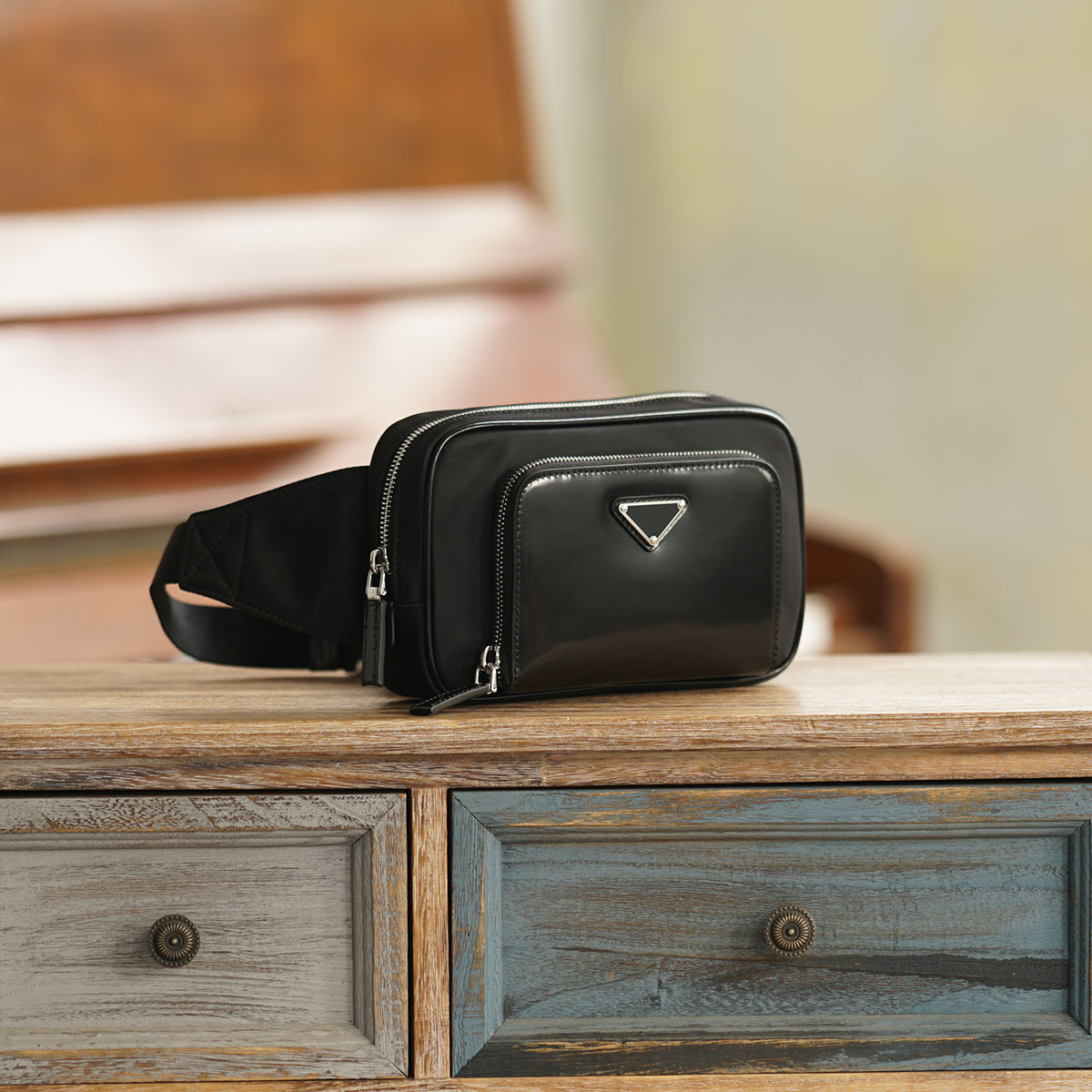 New Classic Nylon Patch Leather Diagonal Chest Bag Casual Multifunctional Detachable Waist Bag European and American Men's Bag P2VL977