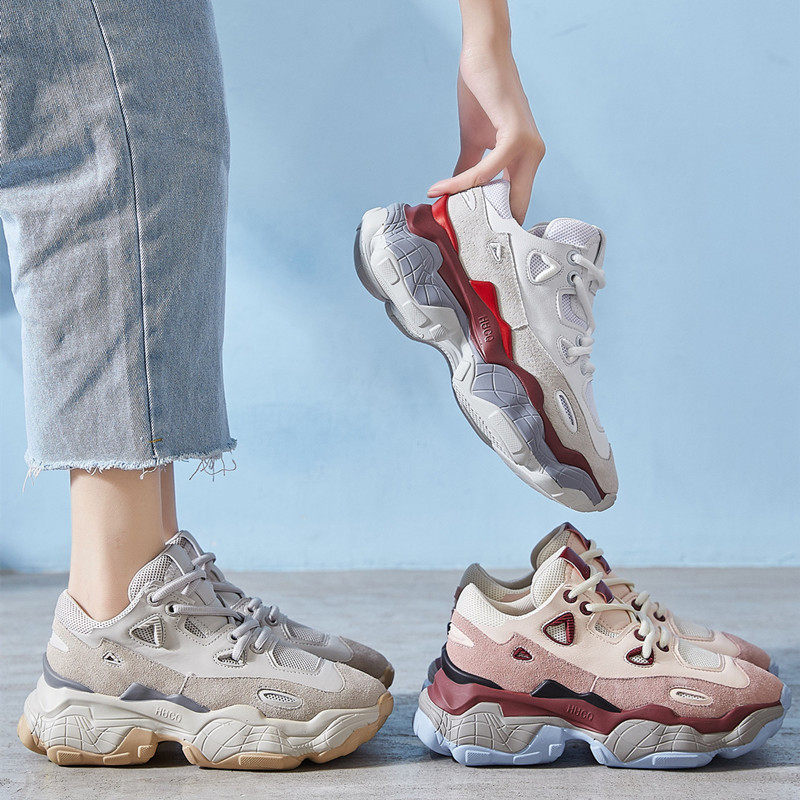 How to wear Goddess has a fan ~ super fire ins dad shoes new sports insole breathable all-match net red tide