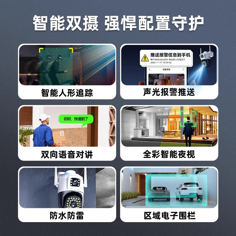 Monitor with 360-Degree Coverage, Wireless Home Camera, Remote Mobile Access, Outdoor Night Vision, 4g Solar-Powered Photography