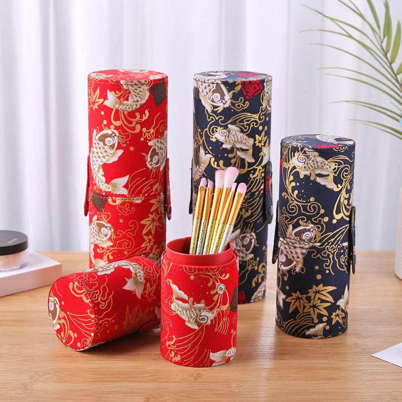 Embroidery Retro Cloth Makeup Brush Holder Travel Cosmetic P