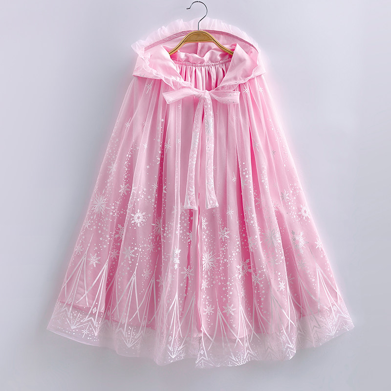 Girls' ice and snow chic spring autumn winter new cloak baby birthday Princess Leia's mid-Christmas performance cloak-Taobao
