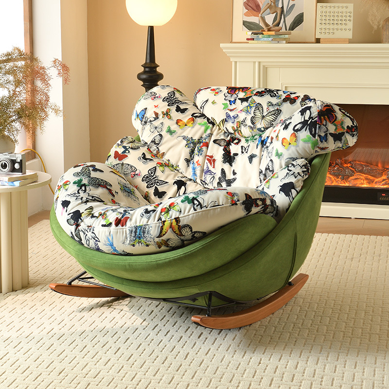 Italian-Style Light Luxury Butterfly Rocking Chair, Simple Modern Living Room Balcony Lazy Home Leisure Single Designer Sofa Chair Italian-Style Light Luxury Butterfly Rocking Chair, Simple Modern Living Room Balcony Lazy Home Leisure Single Designer Sofa Chair