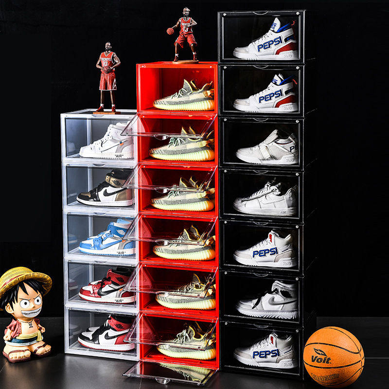 Thickened shoe box storage box flip plastic men's and women's shoe box transparent non-shoe cabinet storage artifact space-saving shoe rack