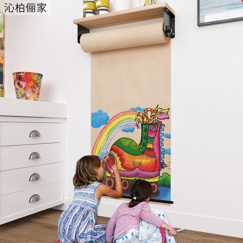 Wall graffiti decorative board Painting board Drawing board Nordic solid wood children's drawing board Kraft paper scroll