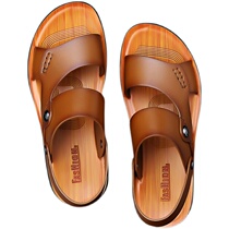 Summer 2022 new leather sandals mens non-slip soft bottom genuine leather sandals and slippers mens casual outerwear beach shoes tide