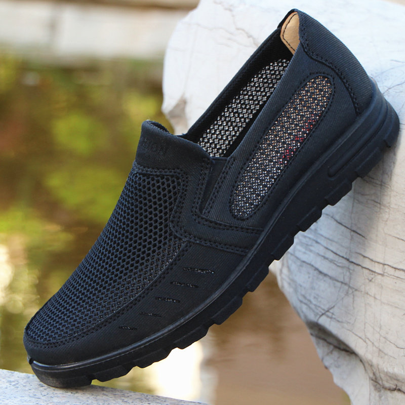 Men's mesh shoes summer 2022 old Beijing cloth shoes middle-aged and elderly soft bottom breathable non-slip elderly casual mesh men's shoes
