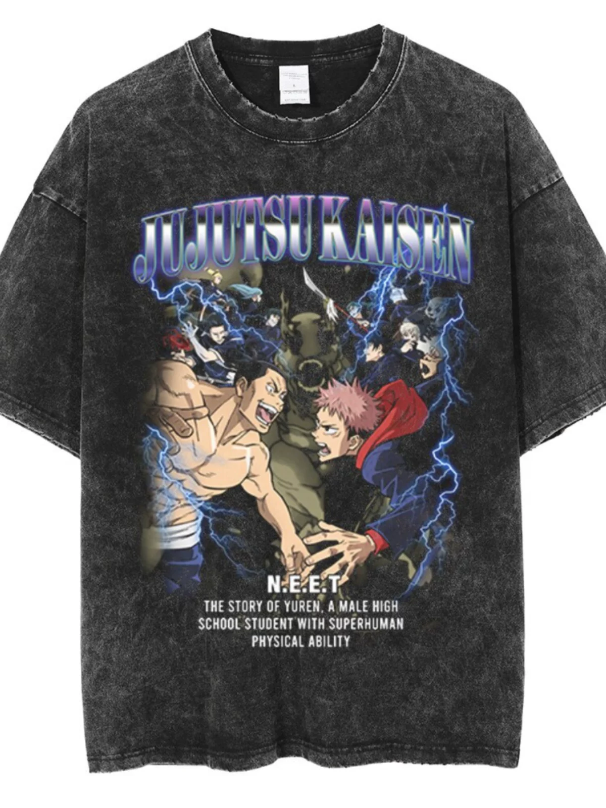 Футболки с аниме Jujutsu Kaisen винтажные вымытые, Gojo Satoru