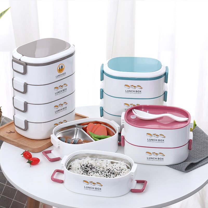 Japan stainless steel multi-layer insulation lunch box office microwave insulation bento box lunch box heating microwave