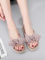 Japan Summer Linen Slippers Women Indoor Non-slip Soft Bottom House Fabric Sweet and Korean version Home cool slippers