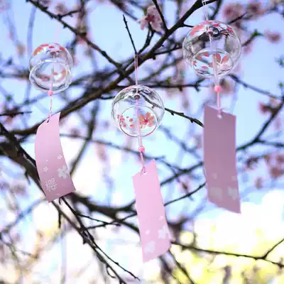 Glass Cherry Blossom Wind Chimes bell creative bedroom pendant meditation summer and wind hanging door decoration girl Japanese Japanese style