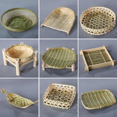 Bamboo pallet bamboo woven fabric household steamed basket fruit plate living room decorated hand bamboo basket