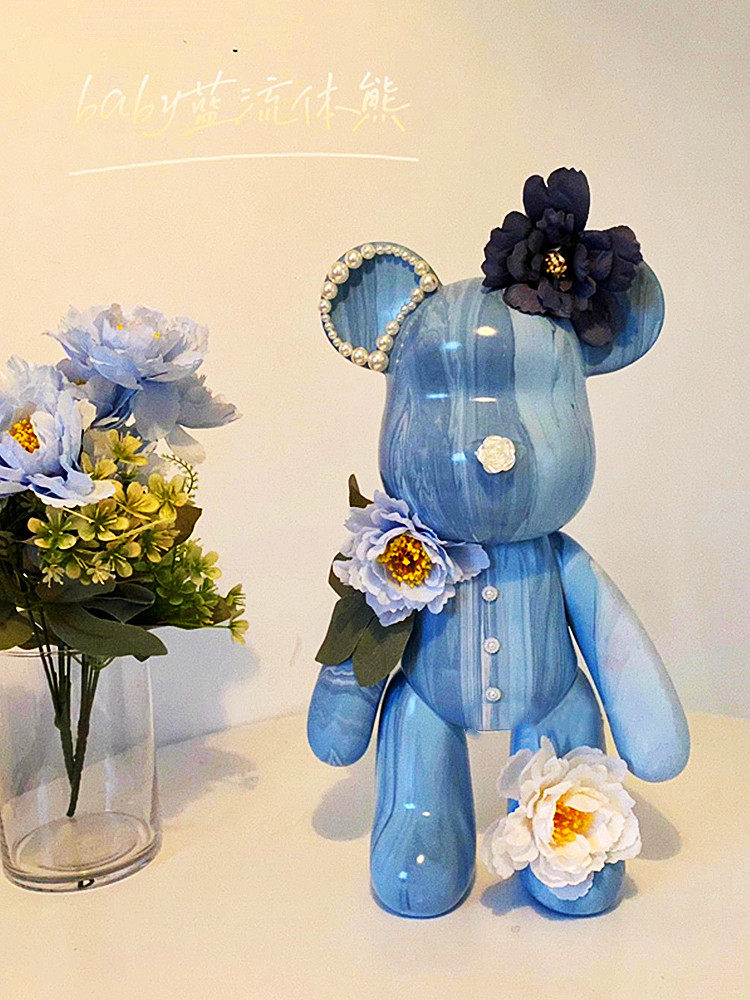 Fluid violent bear handmade diy material package white embryo homemade hand-painted pigment net red dry flower bear birthday gift