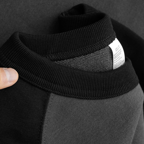 Нишевый дизайн!Новая тяжелая мужская футболка из плотного хлопка черного и серого цвета с круглым вырезом, свободная и повседневная 𫔮Парные топы для женщин на осень