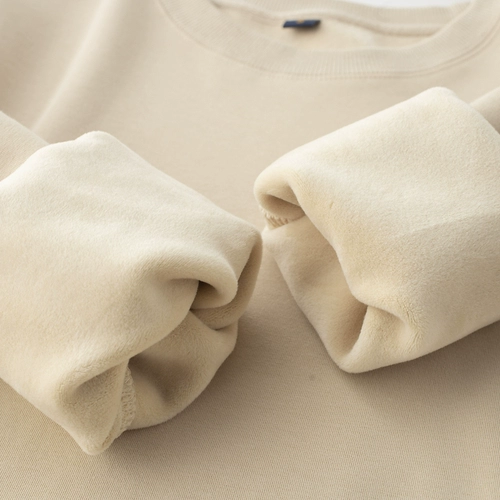 Хаки бархатная приятная телу утепленная толстовка, оверсайз, увеличенная толщина