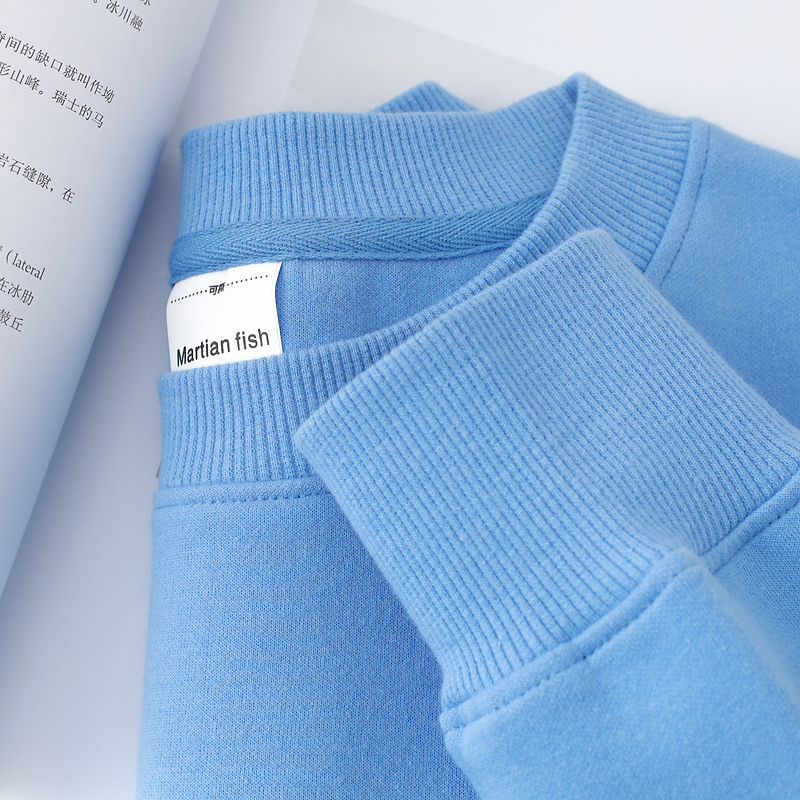 Good Stuff, Buy It Without Thinking Twice! Light Blue 300g Heavyweight Crew Neck Sweatshirt for Men, Baby Blue Loose Casual Base Shirt for Women, Spring