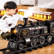 Childrens electric train track steam train educational toy boy high-speed rail parking lot model birthday gift