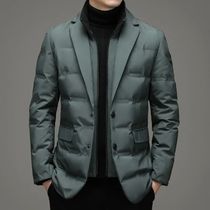 2024 Mens Winter New Fake Two-Piece Warm blazer Business Le
