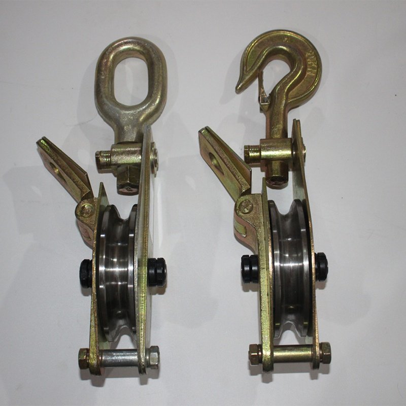 Electric power special high-speed lifting iron pulley All-steel bearing ring hook pulley Anti-smashing overhead moving pulley hook