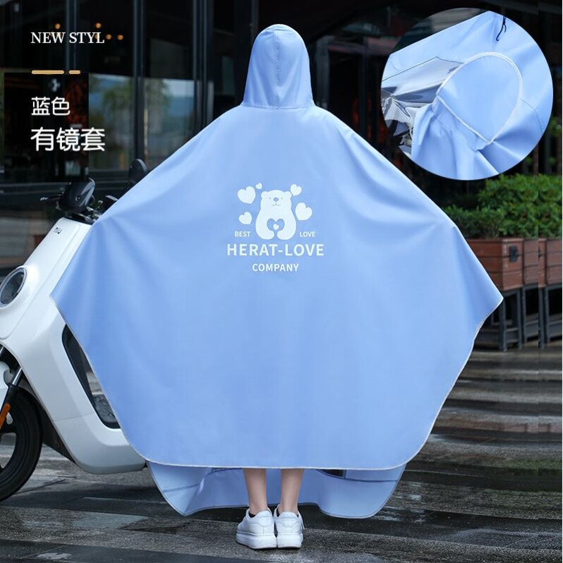Electric vehicle raincoat wears safety cap Oxford wear raincoat anti-drift wear female full-body summer day-to-day red rain cloth