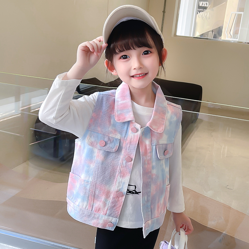 子供服 女の子 デニムベスト 春秋アウター 2025年新作 子供用ベスト おしゃれ グラデーションカラー 女の子 ウエストコート