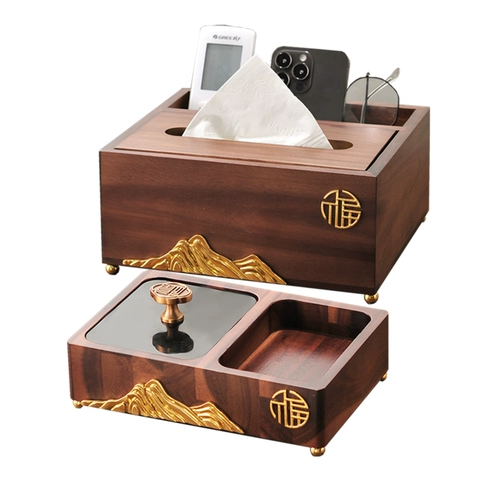 Пепельница из натурального дерева, комплект, бумажные салфетки, настольная система хранения, креативная туалетная бумага для домашнего использования, китайский стиль