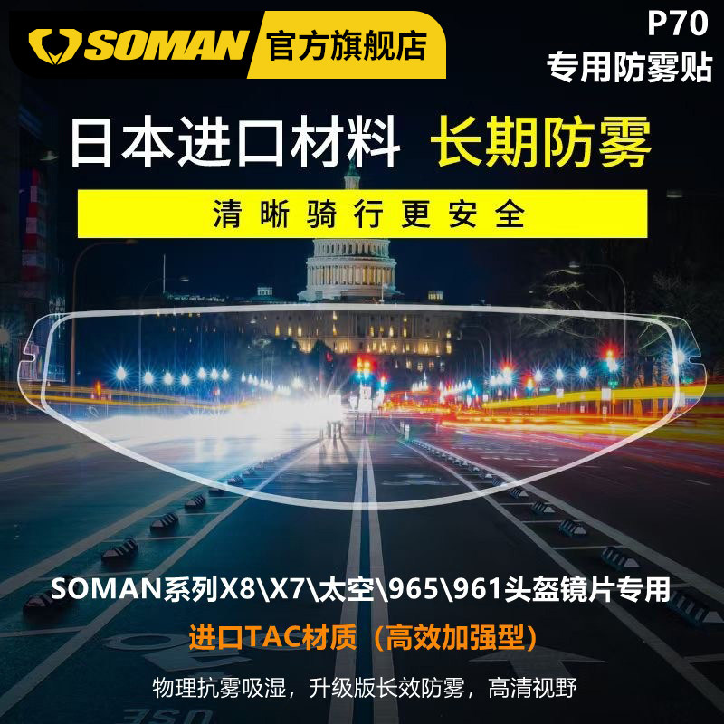 Soman motorcycle helmet anti-fog sticker locomotive full helmet half helmet lens universal high-definition anti-fog sticker TAC material