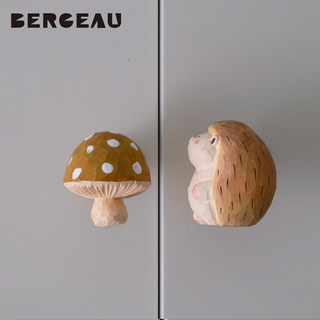 Berceau Hedgehog Mushroom Hook Cabinet Door Handle Cute Handmade Creative Children's Room Decoration Cartoon Entrance