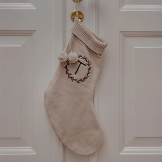 Danish Thatsmine Bedside Christmas Stocking Holiday Gift Bag Decorative Storage Bag Children's Room Hanging Ornament Embroidered Cotton