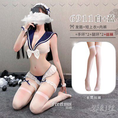 The Feiffer Sexy Underwear Uniform Seductive Sailor turned over the net yarn Perspective Agaric Lace Bikini Student Suit Woman