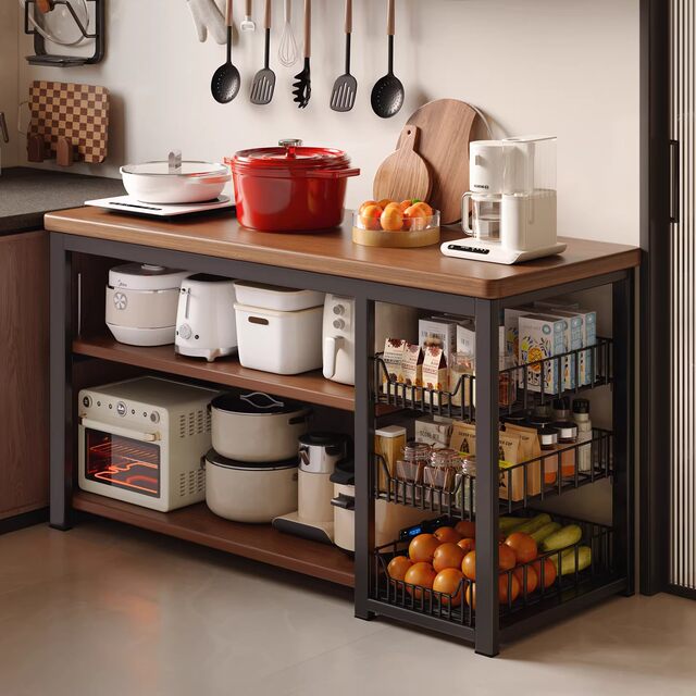 German Multifunctional Kitchen Storage Rack, Household Multi-Layer Workbench, Fruit Microwave Storage Rack