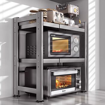 German Microwave Oven Rack Kitchen Countertop Multifunctional Rice Cooker Integrated Telescopic Stand Appliance Oven Storage