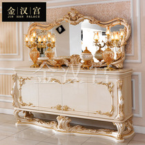 Italian European-style sideboard French court solid wood carving decorative cabinet luxury gold foil villa storage sideboard