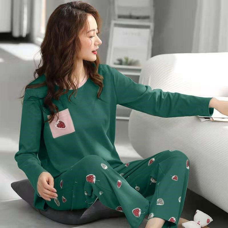 Fenteng 100% pure cotton pyjamas women's spring and autumn long sleeves can be worn out of Korean version Cartoon Upscale Full Cotton Home for women's sleeve