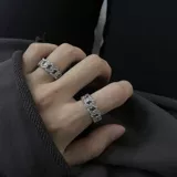 Tide, обручальное кольцо подходит для мужчин и женщин в стиле хип-хоп, европейский стиль, инкрустировано бриллиантами, на указательный палец, легкий роскошный стиль