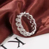 Tide, обручальное кольцо подходит для мужчин и женщин в стиле хип-хоп, европейский стиль, инкрустировано бриллиантами, на указательный палец, легкий роскошный стиль