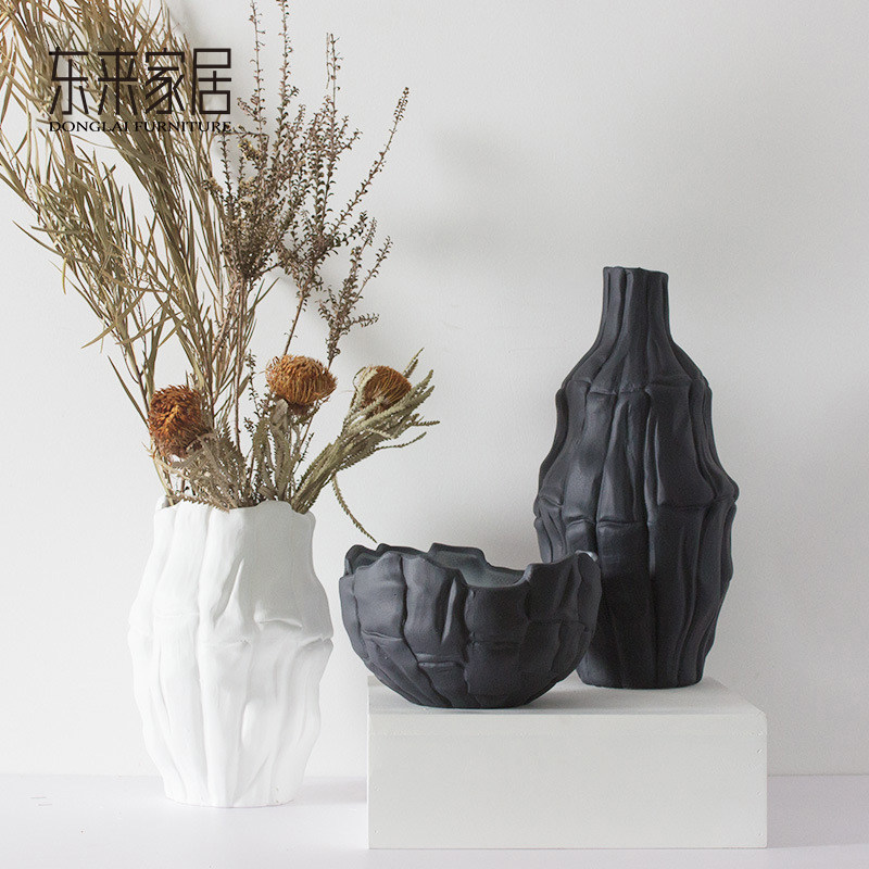 Modern minimalist ceramic vase decoration living room TV cabinet drying flower flower arrangement hotel homestay Nordic soft decoration