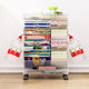 Small Bookshelf Next to the Desk, Book Storage Rack, Floor-Standing Simple Inclined Bookcase, Table-Side Movable Cart with Wheels