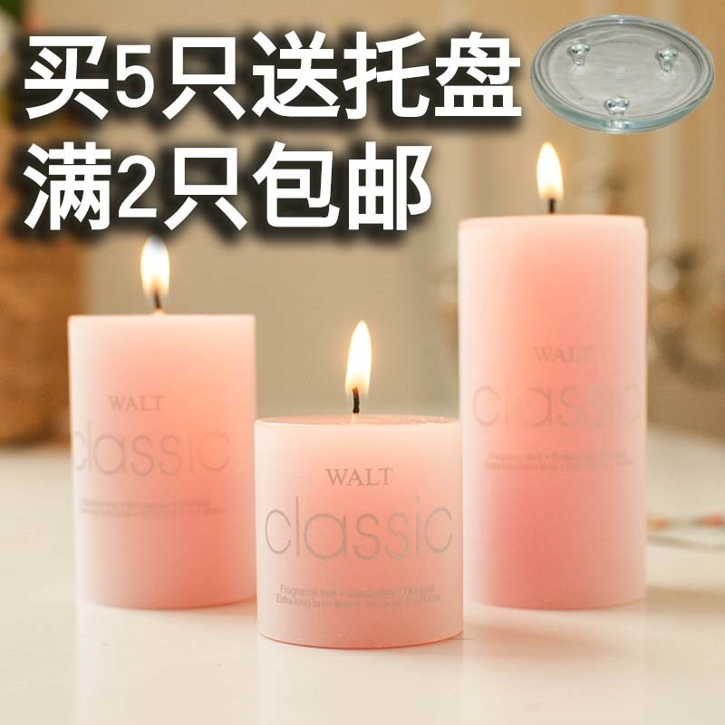 Candle household fire-resistant old-fashioned smokeless cylindrical candlelight dinner power outage emergency large incense candlestick tray romantic festival