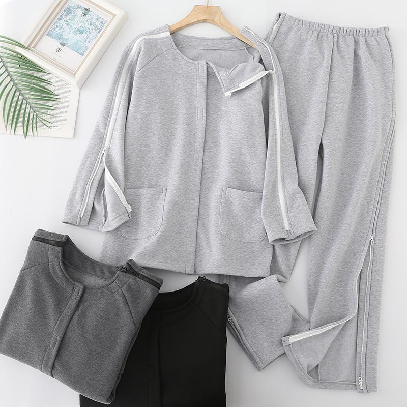 Post-Operative Patient-Specific Zipper Rehabilitation Care Clothing, Elderly Fracture Care Clothing, Long-Sleeved Hospital Gown Set for Bedridden Patients