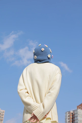 Странно забавное и милое Tianshi Blue Flower Knoted Bun Hat Hat Hat Men and Women Той же модель ｜ Купите это прекрасно