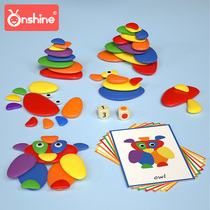 Childrens puzzle building blocks Colour laminated stone parent-child interactive toys laminated and eye-eye coordination dedicated to male and female children