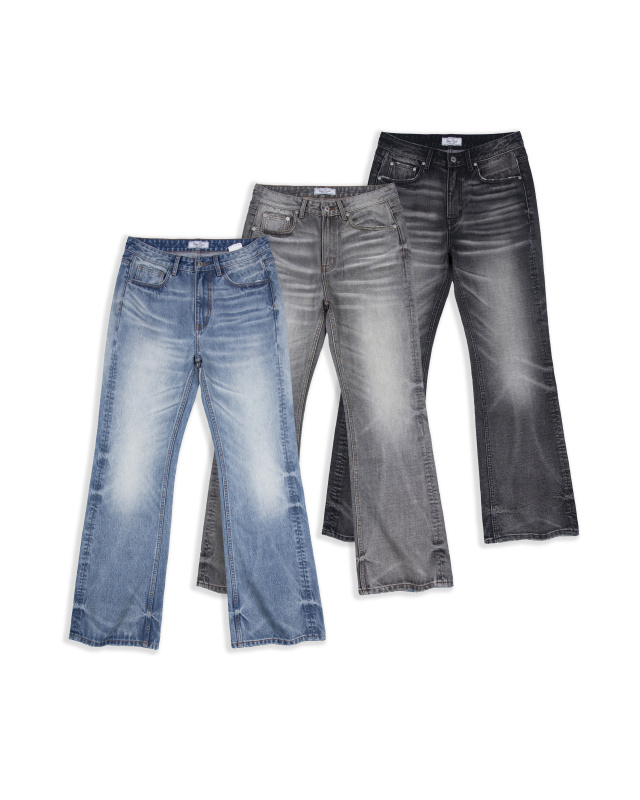 High Table "Dust Realm" Series Light Blue Washed Vintage 646 Flared Jeans